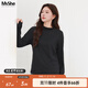 MsShe【100支蘭精莫代爾】大碼女裝秋裝胖mm連領(lǐng)修身打底衫T恤女 黑色現貨 6XL