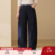 纖莉秀【寬松顯瘦百搭褲子】大碼女裝復古深色長(cháng)褲胖mm2025秋新款3045 牛仔藍 3XL