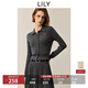 LILY2025冬新款女裝含羊毛學(xué)院風(fēng)POLO領(lǐng)修身氣質(zhì)通勤針織開(kāi)衫外套 501灰色 L