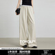 初語(yǔ)寬松闊腿褲子休閑褲女2025秋季新款松緊腰輕運動(dòng)風(fēng)束腳褲 淺卡其 L