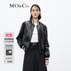 MO&Co.PU皮衣外套美式風(fēng)街頭棒球服黑色杏色時尚炸街外套上衣 黑色 M