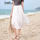 百圖betu女裝夏季新款半身裙幾何美學(xué)氣質(zhì)款國潮半身裙女2405T80 白色 M