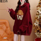 蔻蘭丹（KOULANDAN）連帽衛衣女2025秋冬新款加絨加厚慵懶風(fēng)寬松oversize上衣女裝外套 酒紅色【春秋款330克】 L 【110-120斤】