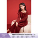 香影氛圍感穿搭紅色針織連衣裙女2025秋季新款裙子長(cháng)款過(guò)膝毛衣裙 紅色 S
