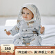OAK FAMILY秋冬新品寶寶長袖夾棉連體衣新生兒純棉衣服加厚保暖爬服 狗狗派對-斜襟 80cm