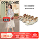 康莉低跟真皮方扣單鞋女2025年春季新款RV扣百搭通勤淺口平底鞋子 胭脂紅 36 (230mm)