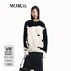 MO&Co.毛衣含羊駝毛厚實(shí)溫暖重工小熊毛織漏針破洞寬松摩安珂 黑色 M 165