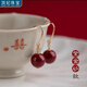 頂妃（DING FEI）新款朱砂s925銀耳釘本命年大紅色耳飾耳環(huán)復古風(fēng)耳墜女 10mm珠紫金砂款A21-109