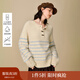 茵曼2025秋冬女裝新款羊駝毛絨感復古條紋半開(kāi)襟毛衣寬松長(cháng)袖上衣 杏藍條 S
