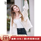 百圖betu女裝2025春季新款短外套立領(lǐng)插肩袖寬松休閑外套女2502T53 淺杏色 L