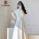 AEMAPE中式改良旗袍加絨連衣裙女2025春秋冬新款新國風(fēng)打底裙子女裝 MX-A249_米白色常規 L