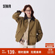 森馬（Semir）外套女燈芯絨翻領(lǐng)寬松chic女士秋拼接格紋夾克工裝風(fēng)101524108018