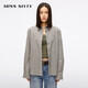 MISS SIXTY【楊冪同款】25秋新款長(cháng)袖襯衫女復古格子棉質(zhì)上衣中長(cháng) 杏黑格 S