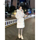 clotho Rennie品牌女裝大毛領(lǐng)羽絨服女中長(cháng)款2025冬季新款韓版收腰白鴨絨外套 白色 M