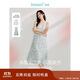 茵曼水墨玉蘭花印花吊帶連衣裙女夏無(wú)袖中長(cháng)裙18424|163 淺藍色 M