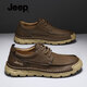 Jeep吉普休閑皮鞋男春季新款軟底英倫風(fēng)商務(wù)正裝鞋真牛皮輕便休閑鞋男 卡其【系帶款】 【標準運動(dòng)鞋碼】 41