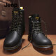 Jeep吉普馬丁靴男春季新款高幫潮流機車(chē)靴英倫風(fēng)皮靴戶(hù)外休閑工裝靴男 機車(chē)黑 【標準皮鞋碼】 41