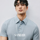 SANHEER意式商務(wù)紳士 高端液氨P(pán)IMA面料 拱針工藝男士翻領(lǐng)短袖T恤 DAT887 淺藍色 48/M