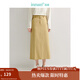 茵曼（INMAN）法式微A字半身裙2025春秋女裝新款系帶高腰后中開(kāi)叉長(cháng)裙子 淺咖啡 M