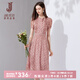 經(jīng)典故事（JANE STORY）修身茶歇法式雪紡連衣裙女夏季2024新款小眾設計感收腰氣質(zhì)碎花裙 粉咖花 L