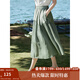 茵曼（INMAN）A字半身裙2025夏新款薄荷曼波通勤中長(cháng)裙子 墨綠色 -18322205H1 XL