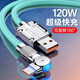 派凡（oatsbasf）Type-c數據線(xiàn)120W充電線(xiàn)6A超級快充極客線(xiàn)USB機客線(xiàn)適用于安卓華為手機平板電腦車(chē)載180度旋轉加粗 【綠/1條裝】120W快充/可旋轉Type-C口 2m