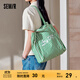 森馬（Semir）包包帆布袋女2024新款時(shí)尚撞色條紋單肩包大容量手提包氛圍感 綠白色調00341 均碼