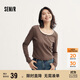 森馬（Semir）長(cháng)袖T恤女短款撞色打底衫簡(jiǎn)約風(fēng)秋季假兩件修身衣服101524101005