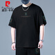 皮爾卡丹短袖男夏季大碼T恤胖子男裝加肥加大寬松圓領(lǐng)上衣肥佬純棉半袖衫 黑色T恤【73844】 7XL 260-280斤