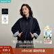 茵曼2025秋冬女裝新款復古格紋拼接翻領(lǐng)牛仔短外套百搭寬松上衣 深牛仔藍 M