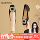 達芙妮（DAPHNE）高跟鞋女春秋季氣質(zhì)一腳蹬職場(chǎng)工作鞋粗跟中跟英倫風(fēng)單鞋2024新款 黑色 35標準碼