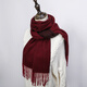 達芬奇密碼圍巾女純羊毛毛素色小披肩保暖圍脖送女友生日禮物禮盒裝 咖色紅色