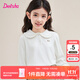 笛莎（DEESHA）童裝女童長(cháng)袖T恤2025秋季新款兒童翻領(lǐng)t恤女孩打底上衣 本白 130