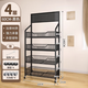 王星和月超市零食貨架展示架便利店多層置物架收銀臺小食品架子移動(dòng)陳列架 超市貨架四層60cm黑【移動(dòng)款】