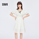 森馬森馬連衣裙女木耳邊蝴蝶結撞色甜美夏新款寬松收腰肌理波點(diǎn)裙 白色調0311 150/76A/XS