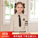 IVY HOUSE常春藤童裝女童外套秋季新款  溫柔開(kāi)襟線(xiàn)衫洋氣jk短裙校園親子裝 米白色開(kāi)衫 110cm
