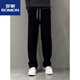 羅蒙（ROMON）2026秋冬歐貨寬松休閑褲男士百搭潮流闊腿長(cháng)褲加絨加厚直筒褲 黑色 31 (125-135斤)