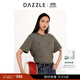 DAZZLE【青綠新年系列】地素短袖T恤25年春新款福祿絲絨貼布繡T恤 深綠色 M