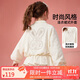 ASK JUNIOR女童外套秋裝兒童愛(ài)心滿(mǎn)印兔子亮片休閑棒球領(lǐng)外套 米白色 150