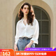 Olrain歐芮兒法式白色襯衫女春季女裝百搭設計感雙層蕾絲襯衣上衣女 白色 M
