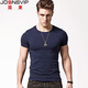 簡(jiǎn)束 短袖T恤男純色棉質(zhì)t恤夏季休閑運動(dòng)緊身t恤男圓領(lǐng)修身打底汗衫潮 寶藍色 XL （70kg左右）