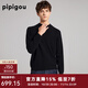皮皮狗 秋冬新品 羊絨衫男士商務(wù)休閑半高領(lǐng)百搭毛衣內搭打底針織衫 黑色701 L 175/96A