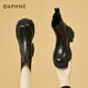 達芙妮（DAPHNE）切爾西靴女秋冬季新款加絨瘦瘦靴女法式短靴子時(shí)尚煙筒靴春秋單靴 黑色加絨 37