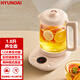 HYUNDAI養(yǎng)生壺多功能煮茶壺家用玻璃電水壺花茶煮茶器1.8升電熱水壺 米黃色 1.8L