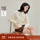 茵曼溫柔甜美蘑菇刺繡毛衣2025秋女裝新款針織開(kāi)衫外套 淺杏色 L