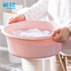 茶花 塑料洗臉盆30cm 1個(gè)裝大號洗菜盆洗腳盆洗衣服通用盆子 粉色*