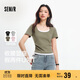 森馬（Semir）短袖t恤女短款假兩件百搭上衣25夏裝顯瘦U領(lǐng)套頭衫109325100015