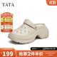 他她（TATA）休閑厚底洞洞鞋女款松糕外穿舒適拖鞋夏新款DWGM1BH4 杏色 37