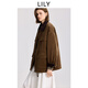 LILY2025冬新款女裝燈芯絨收腰撞色工裝氣質(zhì)通勤90鴨絨羽絨服外套 719栗棕 M