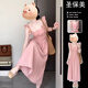 圣保美粉色吊帶連衣裙夏季女裝2024新款小個(gè)子海邊沙灘度假裙子夏天長(cháng)裙 粉色 M碼